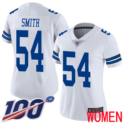Women Dallas Cowboys Limited White Jaylon Smith Road 54 100th Season Vapor Untouchable NFL Jersey